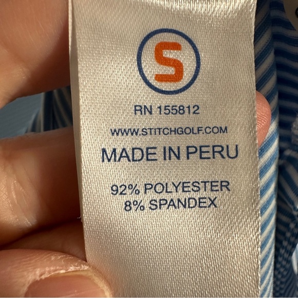 Stitch men's golf polo, XL, blue/white stripe , small logo on front - Picture 5 of 11